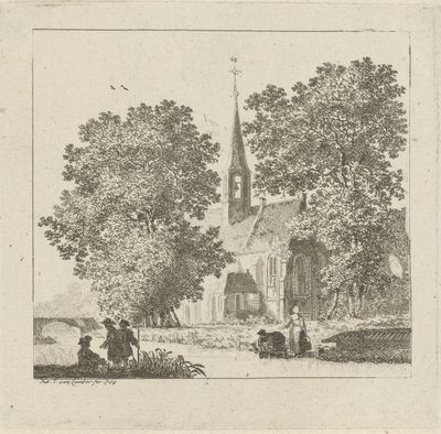 Gezicht op een kerk door Pieter Jan van Liender
