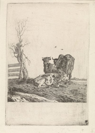 Landschap met drie koeien door Pieter Janson