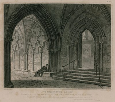 Ingang naar het zuidelijke zijschip, Westminster Abbey, Londen door Pieter Jansz. Quast
