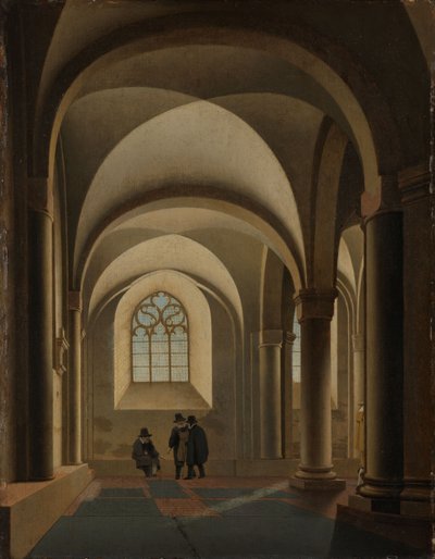 De meest westelijke traveeën van de Zuidbeuk van de Mariakerk in Utrecht door Pieter Jansz Saenredam