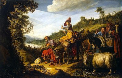 Abraham op weg naar Kanaän door Pieter Lastman