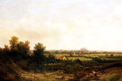 Een Herder en zijn Kudde nabij Haarlem door Pieter Lodewijk Francisco