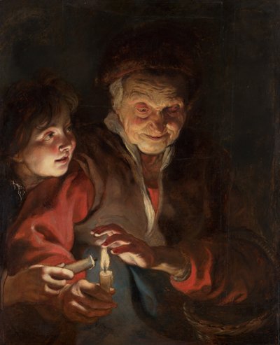 Oude vrouw en jongen met kaarsen, ca. 1616-1617 door Pieter Paul Rubens