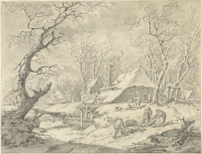 Winterlandschap met boerderij door Pieter Pietersz. Barbiers