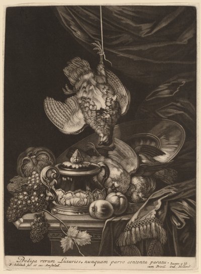 Stilleven met een Hangende Patrijs door Pieter Schenck I