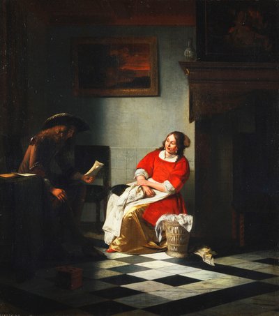 Een Heer Leest een Brief aan zijn Vrouw door Pieter de Hooch