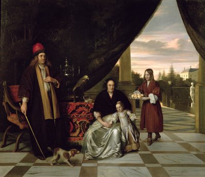 Familieportret op een terras, 1667 door Pieter de Hooch