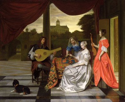 Muziekscène in Amsterdam door Pieter de Hooch