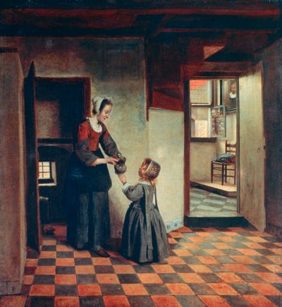 Vrouw met een kind in een voorraadkast, c1660 door Pieter de Hooch