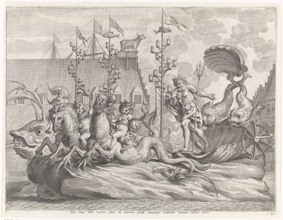 Spektakel met de strijdwagen van Neptunus Blijde intrede van de Kardinaal-Infant te Gent, 1635 (series title) door Pieter de Jode (II)