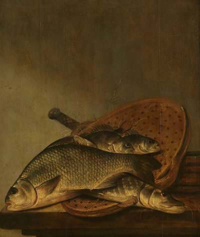 Stilleven met vissen door Pieter de Putter