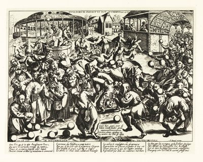 Een festival van dwazen, Middeleeuwen door Pieter the Elder (after) Bruegel