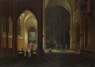 Een avondmis in een kerk, 1649 door Pieter the Elder Neeffs