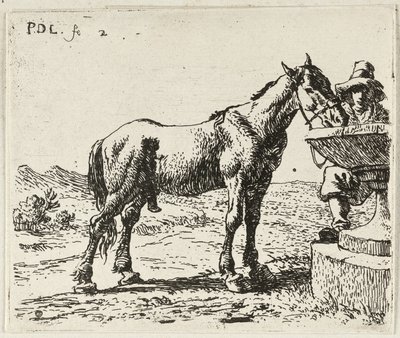 Drinkend paard door Pieter van Laer