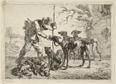 Jager met zeven honden door Pieter van Laer