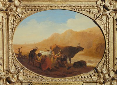 Les Patres - De koeien melken ... door Pieter van Laer