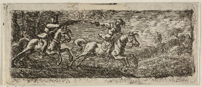 Twee ruiters vechten door Pieter van Laer