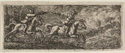 Twee ruiters vechten door Pieter van Laer