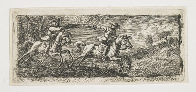 Twee Ruiters in Gevecht door Pieter van Laer