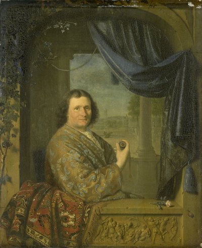 Portret van een man met een horloge door Pieter van Slingelandt