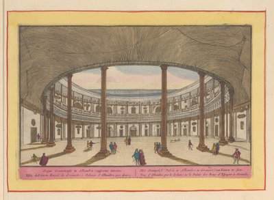 Gezicht op de binnenplaats van het Paleis van Karel V te Granada door Pieter van den Berge