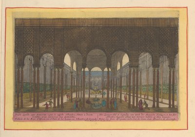 Gezicht op de leeuwenhof in het Alhambra te Granada door Pieter van den Berge