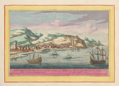 Gezicht op de stad Málaga aan de Middellandse Zee door Pieter van den Berge