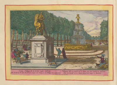 Ruiterstandbeeld van Filips II in de paleistuin te Madrid door Pieter van den Berge