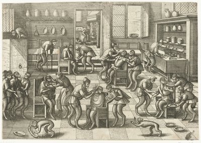 Barbiers- en chirurgijnswinkel door Pieter van der Borcht (I)