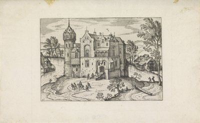 Kasteel aan een rivier door Pieter van der Borcht (I)
