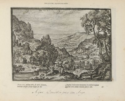 Landschap met Hagar en de engel door Pieter van der Borcht (I)