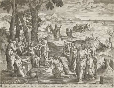 Wonderbare visvangst en wonderbare spijziging door Pieter van der Heyden