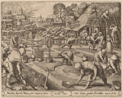 Lente door Pieter van der Heyden after Pieter Bruegel the Elder