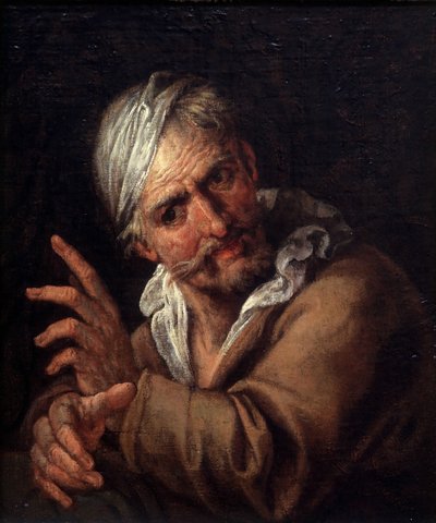 Gezicht van een oude man door Pietro  Della Vecchia