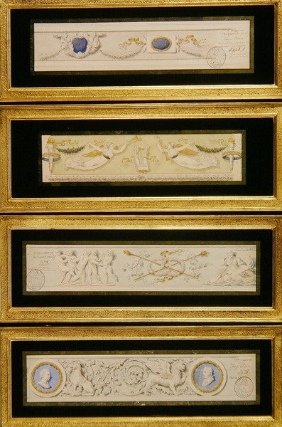 Vier ontwerpen voor frieses, ca. 1823 door Pietro (attr. to) Ghinelli