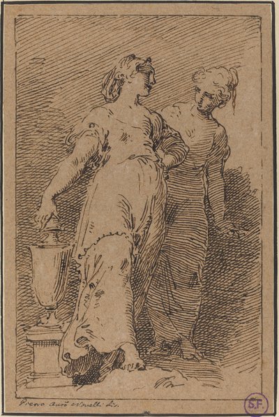 Twee jonge vrouwen door Pietro Antonio Novelli