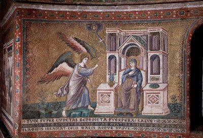 De mozaïek Aankondiging van de apsis van Pietro Cavallini door Pietro Cavallini
