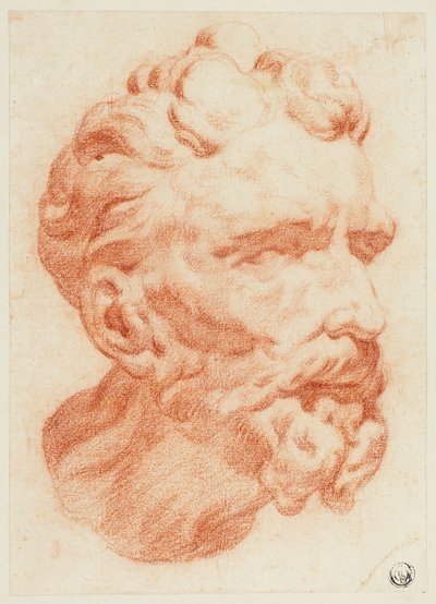 Hoofd van bebaarde man in driekwartprofiel naar rechts door Pietro Dandini
