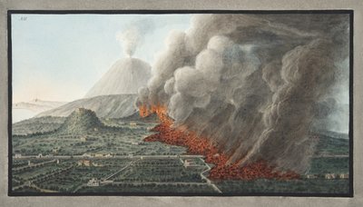 Uitzicht op een uitbarsting van de Vesuvius die begon op 23 december 1760 en eindigde op 5 januari 1761, plaat 12 uit 