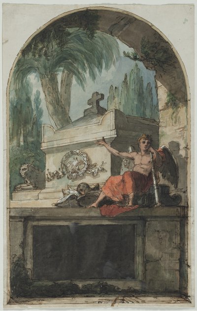Ontwerp voor een fresco van het graf van Vincenzo Martinelli (1737-1807) in de Certosa van Bologna door Pietro Fancelli