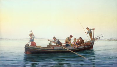 Op weg naar huis, de baai van Napels door Pietro Gabrini