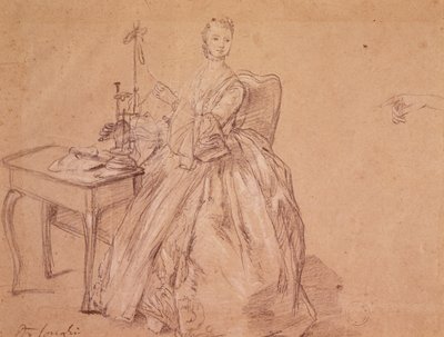 Een vrouw aan het spinnen door Pietro Longhi
