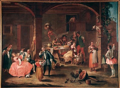 La merenda in campagna (De snack op het platteland) Schilderij door Pietro Longhi (1702-1785) circa 1750 Venetië, Ca