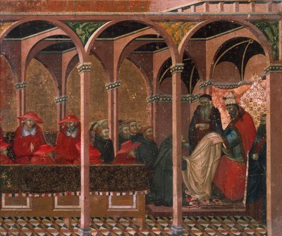 Honorius III keurt Karmelietenregel goed (detail) door Pietro Lorenzetti