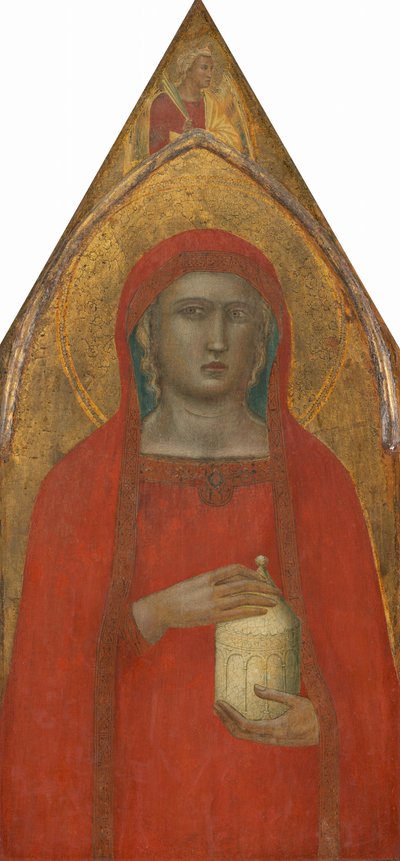 Sint Maria Magdalena, met een Engel [linker paneel] door Pietro Lorenzetti