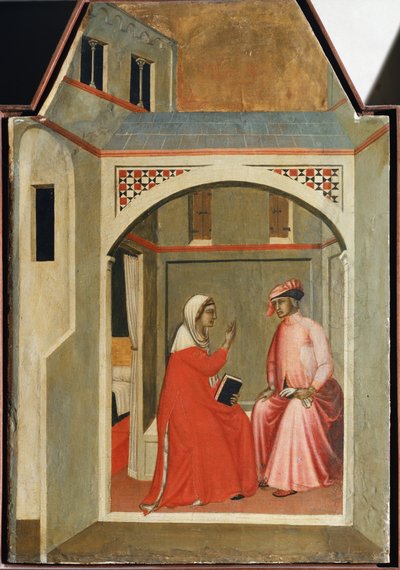 Scheiding van Sint Humilitas en haar echtgenoot (detail) door Pietro Lorenzetti