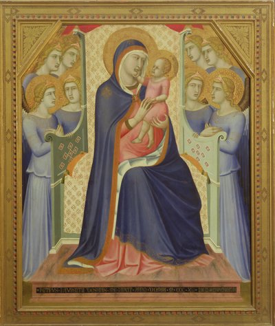 Maagd en kind op de troon met engelen, 1340 door Pietro Lorenzetti