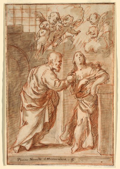 Tekening, Sint Pieter en Sint Agatha, 1603-47 door Pietro Novelli