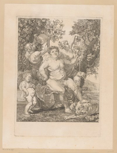 Bacchus op een wijnvat door Pietro Peiroleri