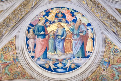 Christus verleid door de duivel door Pietro Perugino